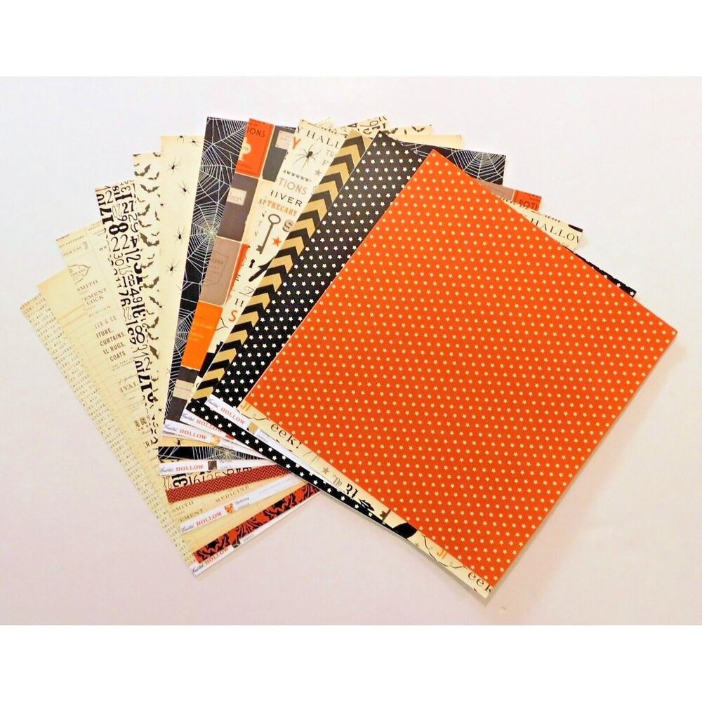 Halloween Journal Scrapbook Cardstock Pack 12x12 Spider Web Potions Bats 12 Pgs